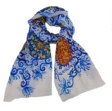 Load image into Gallery viewer, Foulard with Caltagirone plates (light blue)