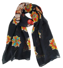 Carica l'immagine nel visualizzatore di Gallery, Foulard re regina fiori (sfondo nero)