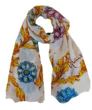 Load image into Gallery viewer, Caltagirone white flower foulard