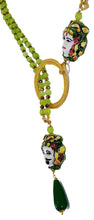 Load image into Gallery viewer, Collana lunga tris con teste di Caltagirone
