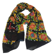 Load image into Gallery viewer, Caltagirone black flowers foulard