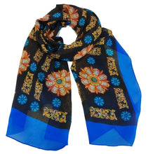 Load image into Gallery viewer, Caltagirone blue flower foulard