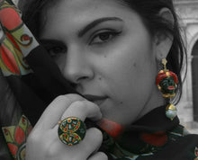 Carica l'immagine nel visualizzatore di Gallery, Anello regolabile con disegno floreale rosa