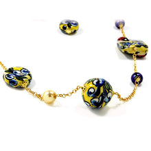 Carica l'immagine nel visualizzatore di Gallery, Collana lunga riccioli giallo-blu
