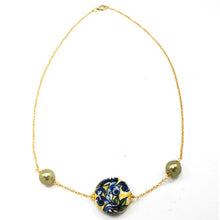 Load image into Gallery viewer, Choker necklace with yellow & blue design