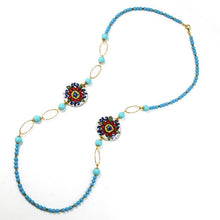 Load image into Gallery viewer, Long necklace with turquoise tiles