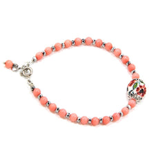 Carica l'immagine nel visualizzatore di Gallery, Bracciale con ceramica dipinta a mano e corallo