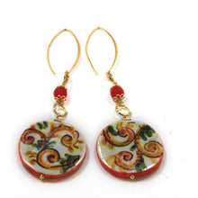 Load image into Gallery viewer, Earrings Caltagirone design with disk shape (orange)