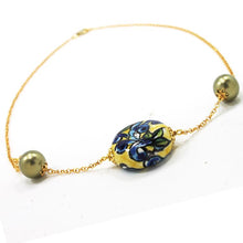 Load image into Gallery viewer, Choker necklace with yellow & blue design