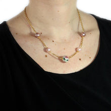 Load image into Gallery viewer, Choker necklance with pink floreal design