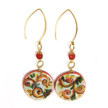 Load image into Gallery viewer, Earrings Caltagirone design with disk shape (orange)