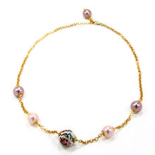 Load image into Gallery viewer, Choker necklance with pink floreal design