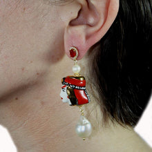 Carica l'immagine nel visualizzatore di Gallery, Orecchini re regina importanti (rossi)