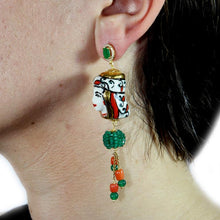 Carica l'immagine nel visualizzatore di Gallery, Orecchini re regina importanti (verde smeraldo)