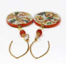 Load image into Gallery viewer, Earrings Caltagirone design with disk shape (orange)