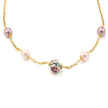 Load image into Gallery viewer, Choker necklance with pink floreal design