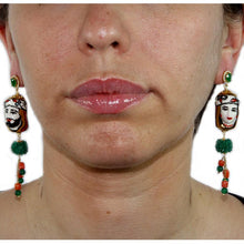 Carica l'immagine nel visualizzatore di Gallery, Orecchini re regina importanti (verde smeraldo)