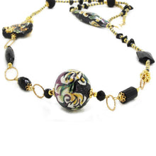 Carica l'immagine nel visualizzatore di Gallery, Collana lunga con disegno Caltagirone in nero