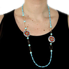 Load image into Gallery viewer, Long necklace with turquoise tiles