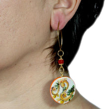 Load image into Gallery viewer, Earrings Caltagirone design with disk shape (orange)