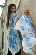 Load image into Gallery viewer, Foulard with Caltagirone plates (light blue)