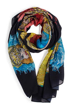 Load image into Gallery viewer, Foulard with Sicilian puppets (black)