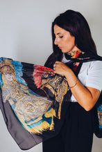 Load image into Gallery viewer, Foulard with Sicilian puppets (black)