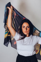 Load image into Gallery viewer, Foulard with Sicilian puppets (black)