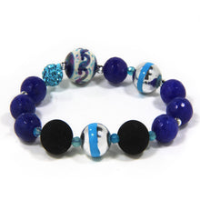 Carica l'immagine nel visualizzatore di Gallery, Bracciale elastico con pallina di ceramica dipinta a mano