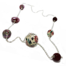 Load image into Gallery viewer, Long steel necklace with ceramic and semi-precious stones