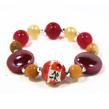 Carica l'immagine nel visualizzatore di Gallery, Bracciale elastico con pallina di ceramica dipinta a mano