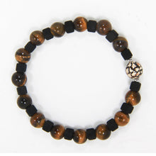 Load image into Gallery viewer, Elastic bracelet for men with Etna lava and tiger's eye and ceramic