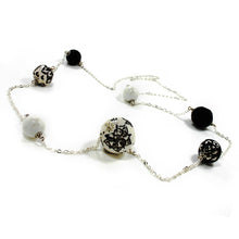 Load image into Gallery viewer, Long steel necklace with ceramic and semi-precious stones