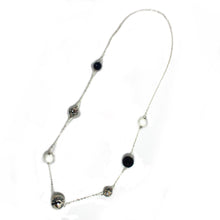 Load image into Gallery viewer, Long steel necklace with ceramic and semi-precious stones