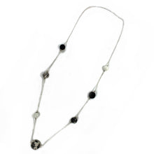Load image into Gallery viewer, Long steel necklace with ceramic and semi-precious stones
