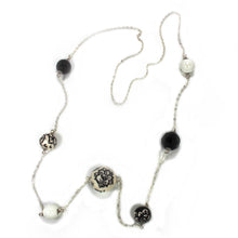 Load image into Gallery viewer, Long steel necklace with ceramic and semi-precious stones