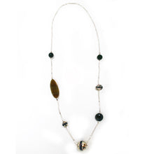Load image into Gallery viewer, Long steel necklace with ceramic and semi-precious stones