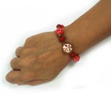 Carica l'immagine nel visualizzatore di Gallery, Bracciale elastico con pallina in ceramica dipinta a mano