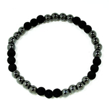 Carica l'immagine nel visualizzatore di Gallery, Bracciale elastico per uomo con lava ed ematite