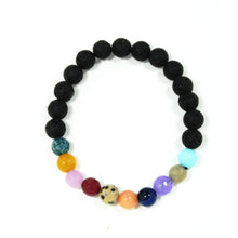 Carica l'immagine nel visualizzatore di Gallery, Bracciale elastico unisex in lava dell'Etna e pietre colorate