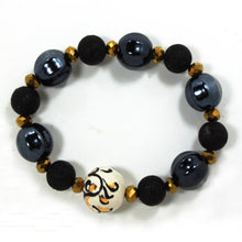 Carica l'immagine nel visualizzatore di Gallery, Bracciale elastico con pallina in ceramica dipinta a mano