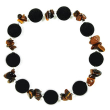 Carica l'immagine nel visualizzatore di Gallery, Bracciale elastico con lava dell'Etna e occhio di tigre