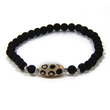 Carica l'immagine nel visualizzatore di Gallery, Bracciale elastico per uomo con lava e ceramica