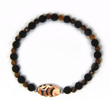 Carica l'immagine nel visualizzatore di Gallery, Bracciale elastico per uomo con lava, occhio di tigre e ceramica