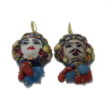 Carica l'immagine nel visualizzatore di Gallery, Orecchini con testa di Caltagione (azzurro)