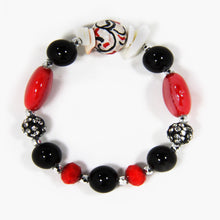Carica l'immagine nel visualizzatore di Gallery, Bracciale elastico con pallina in ceramica dipinta a mano