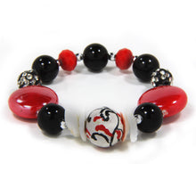 Carica l'immagine nel visualizzatore di Gallery, Bracciale elastico con pallina in ceramica dipinta a mano
