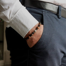 Load image into Gallery viewer, Elastic bracelet for men with Etna lava and tiger's eye and ceramic