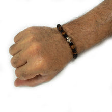 Load image into Gallery viewer, Elastic bracelet for men with Etna lava and tiger's eye and ceramic