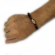 Carica l'immagine nel visualizzatore di Gallery, Bracciale elastico per uomo con lava e ceramica